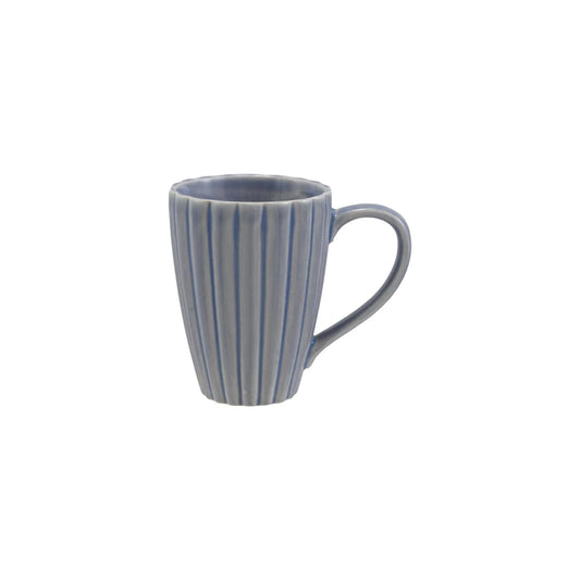 Stoneware Ribbed Mug Glazed | Light Blue | 14 Oz.