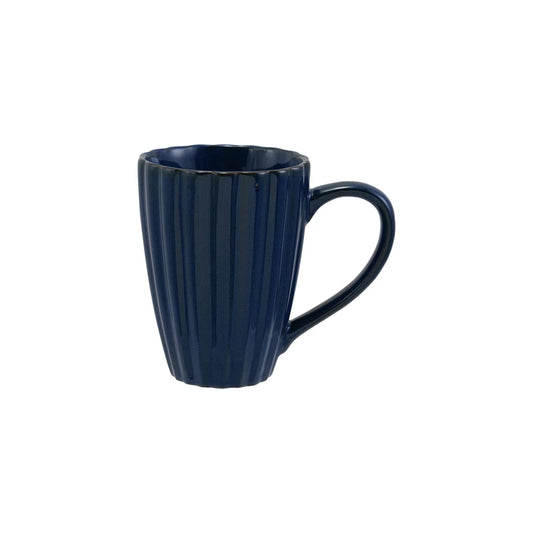 Stoneware Ribbed Mug Glazed | Navy | 14 Oz