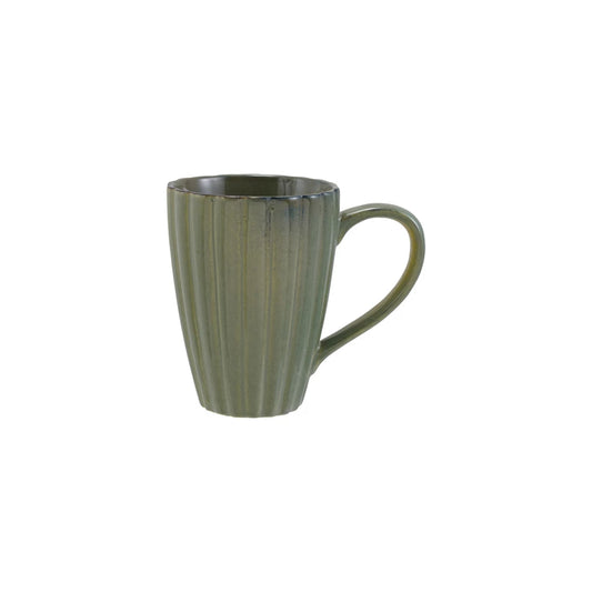 Stoneware Ribbed Mug Glazed | Sage Green | 14 oz.