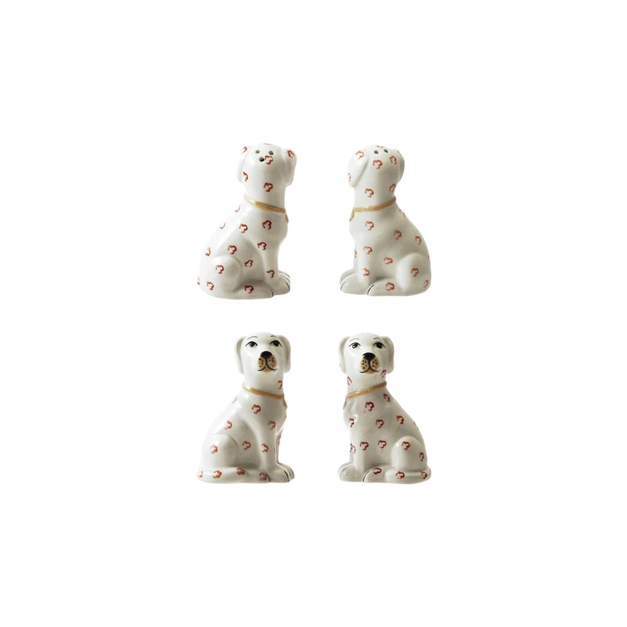Ceramic Dog Shaped Salt & Pepper Shakers I Set of 2
