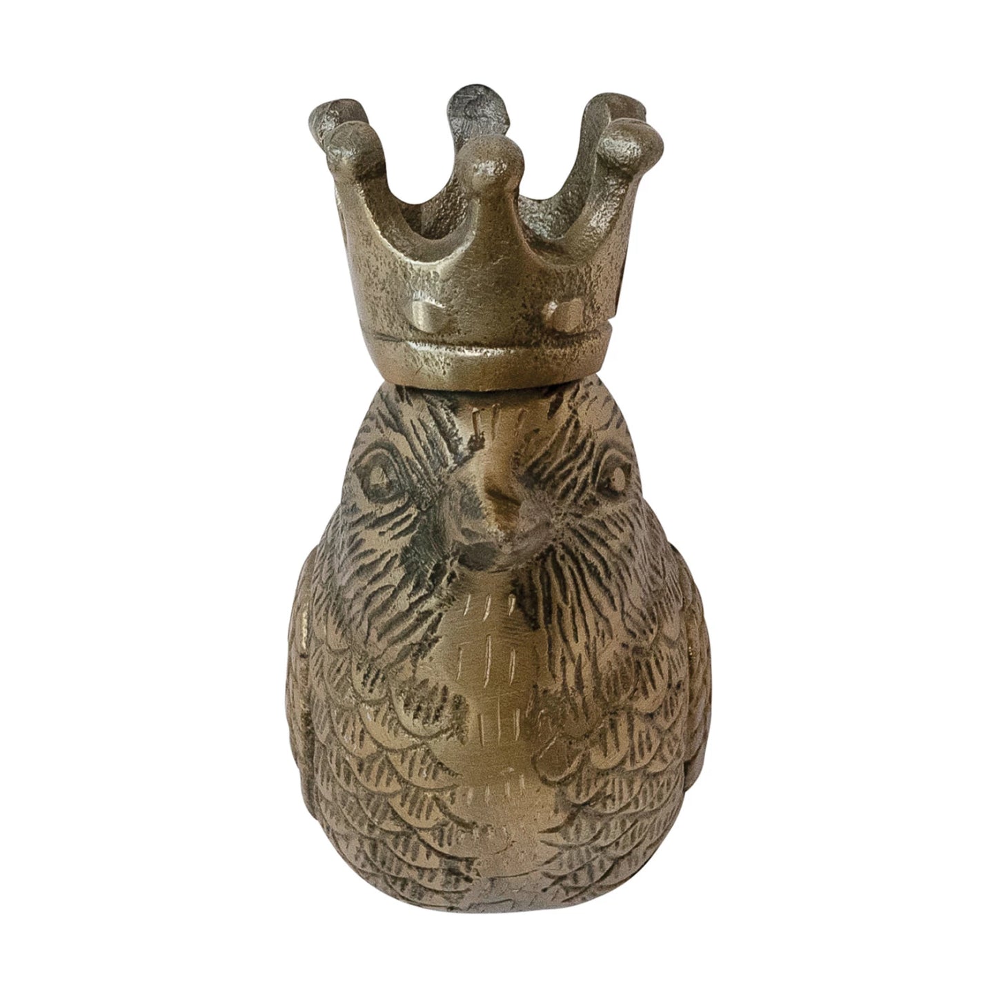 Bird Head with Crown Wall Decor, Antique Brass