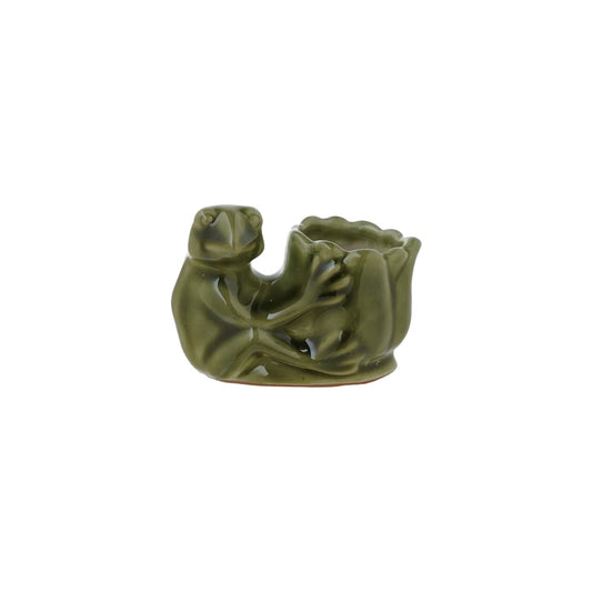 Stoneware Frog Holding Vase