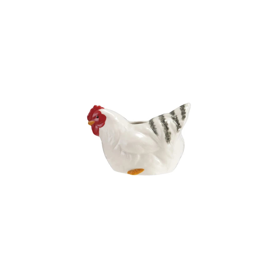Hand-Painted Stoneware Hen Shaped Vase