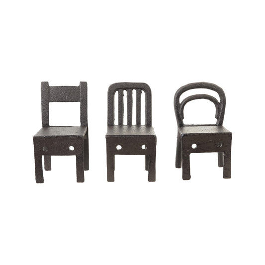 Cast Iron Chair Shaped Wall Hook, Black