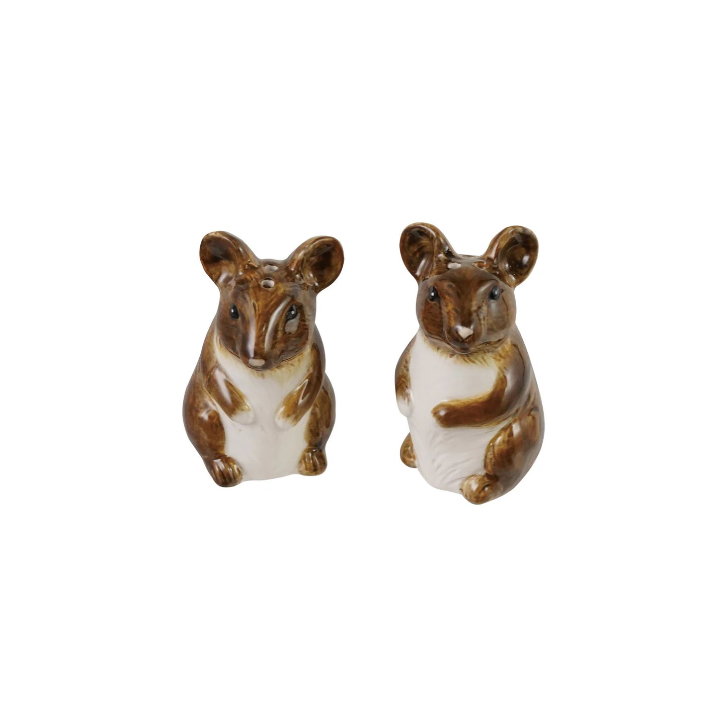 Hand-Painted Stoneware Mouse Salt & Pepper Shakers, Set of 2