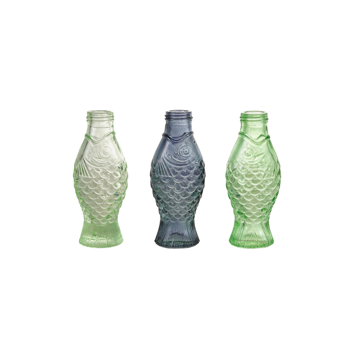 Glass Fish Shaped Vase, Mint Color, Blue & Green