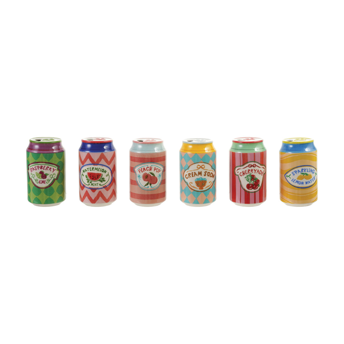 Hand-Painted Stoneware Soda Can Shaped Vase with Decal - 6 Styles