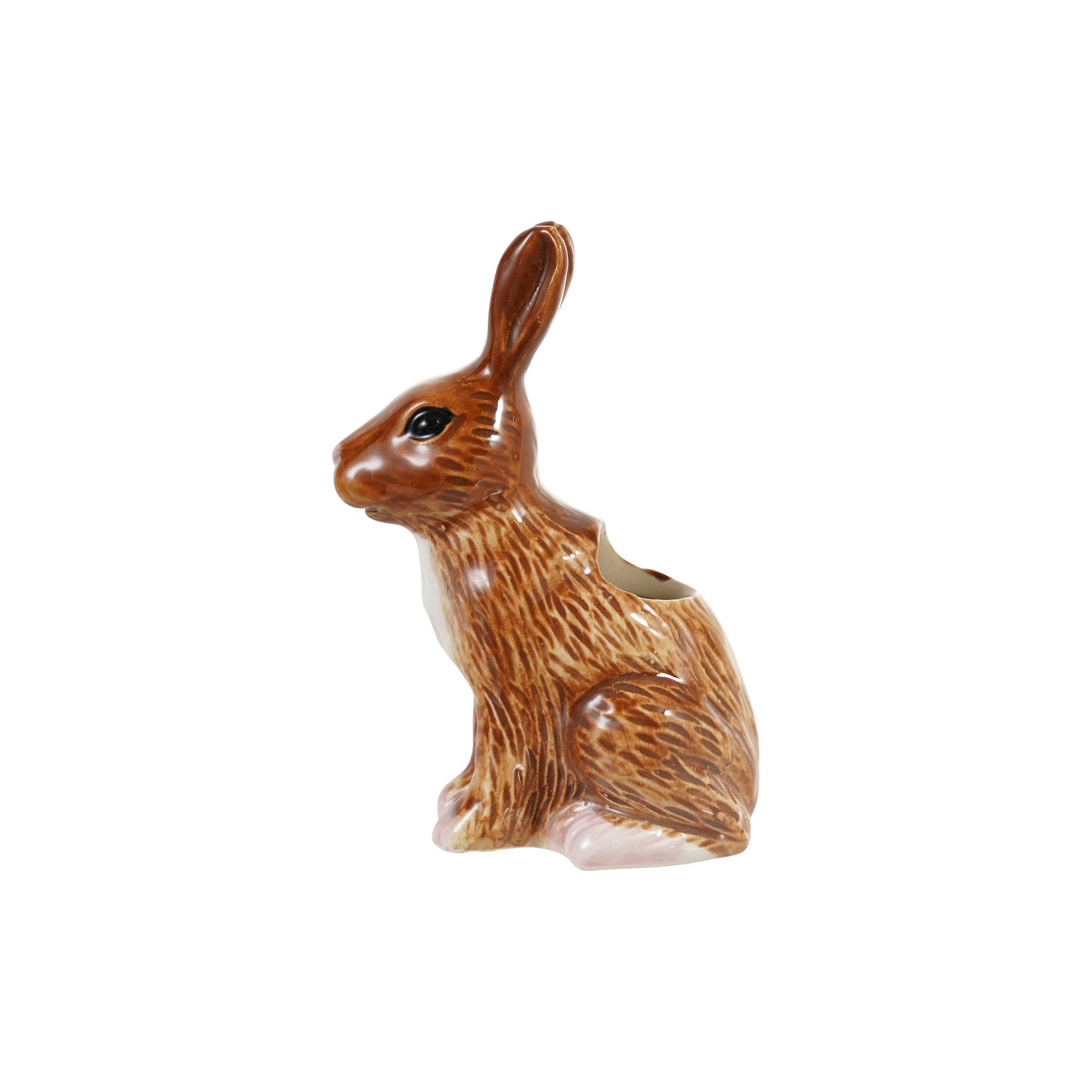 Hand-Painted Stoneware Rabbit Shaped Vase, Brown