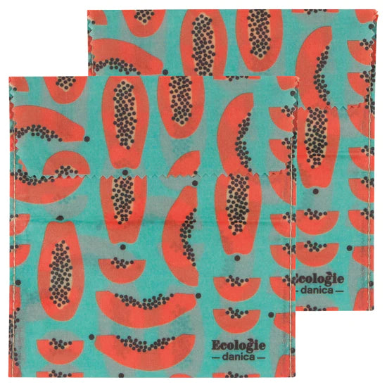 Papaya Beeswax Sandwich Bags Set of 2