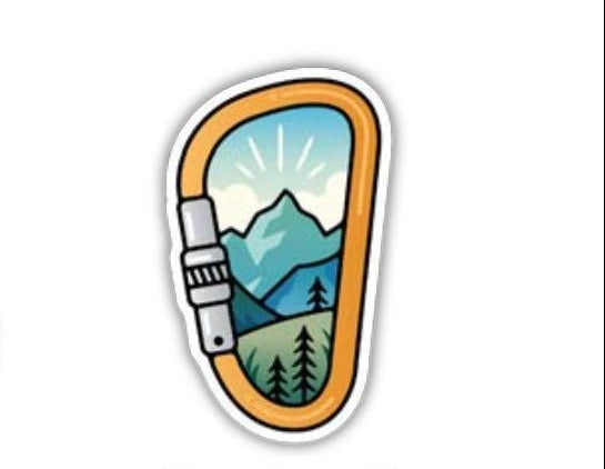 Mountain Scene In Carabiner Sticker