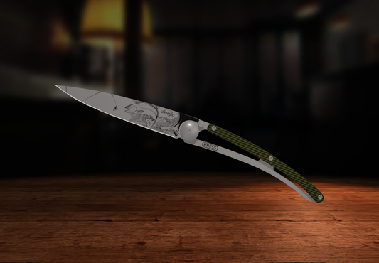 Deejo 37G Trout Pocket Knife | Green Khaki Aluminum