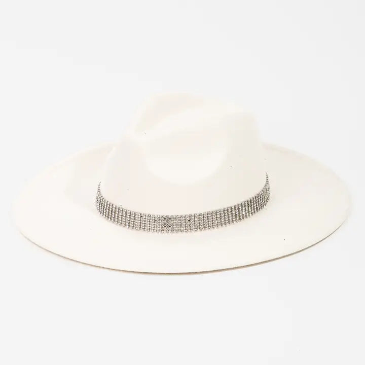 Pave Rhinestone Chain Fedora Hat