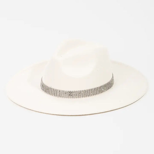 Pave Rhinestone Chain Fedora Hat