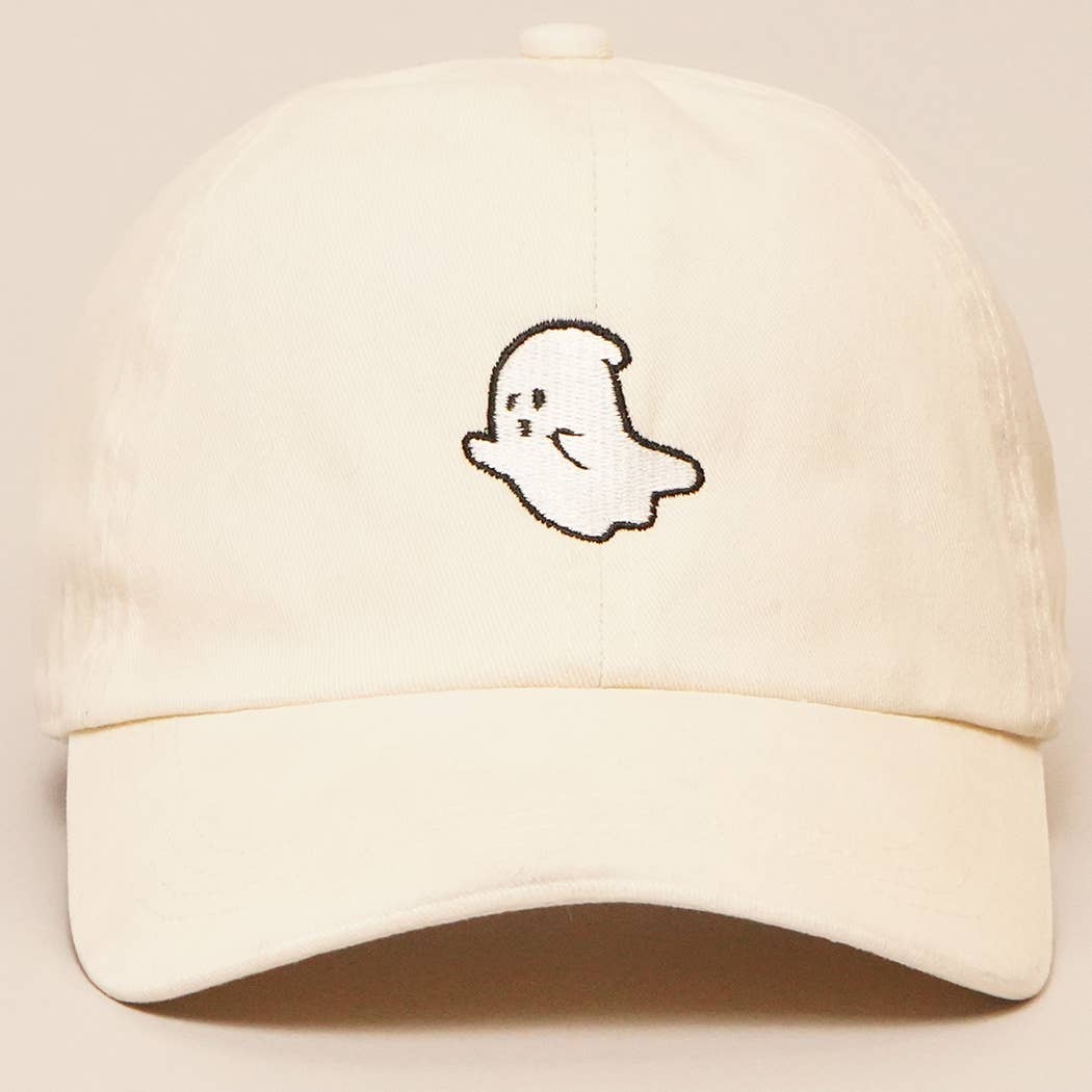 Ghost Embroidered Cotton Baseball Dad Cap