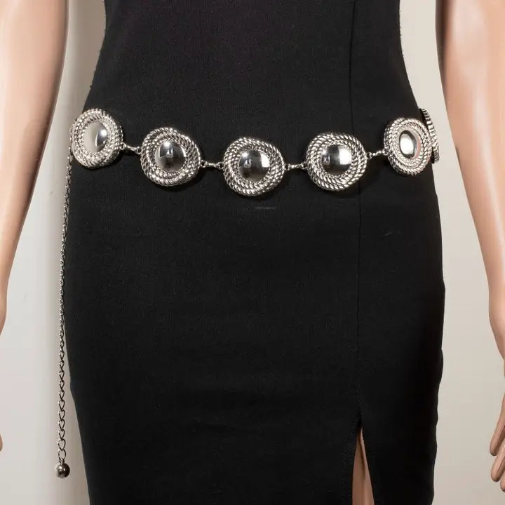 Metallic Rope Wrap Disc Chain Belt