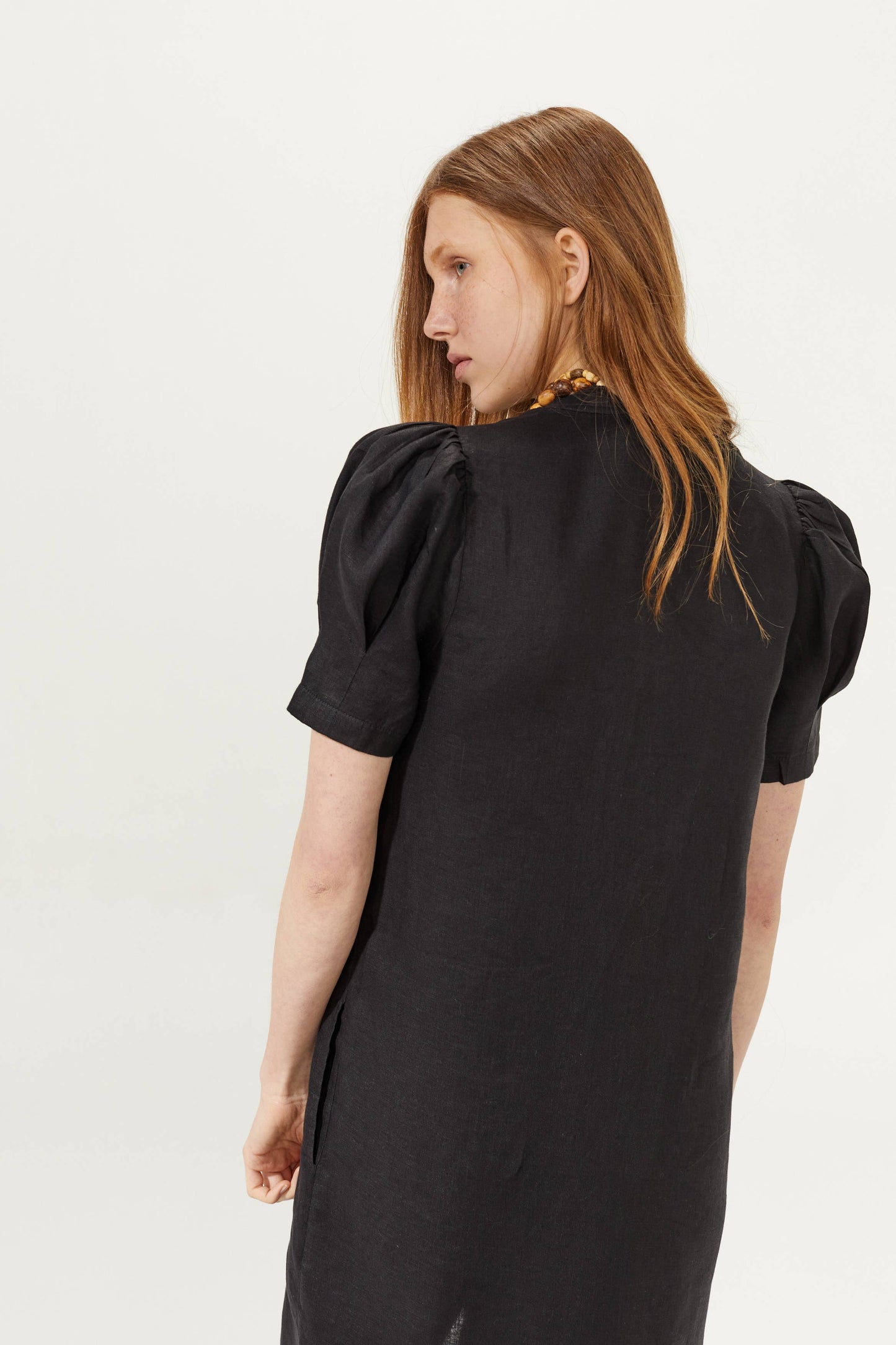 Athina Midi Linen Dress | Black