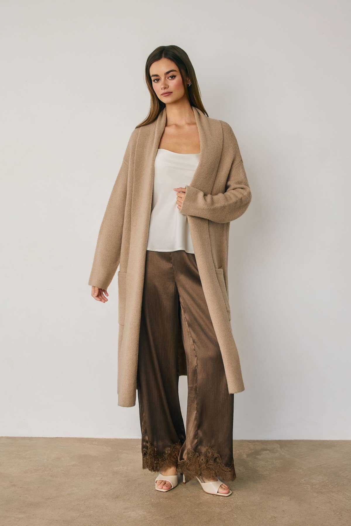 Relaxed Open Front Long Cardigan