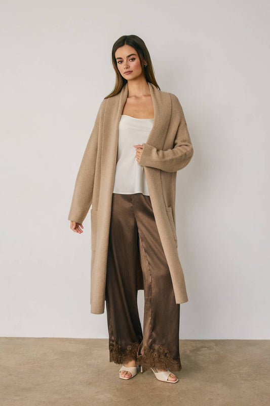 Relaxed Open Front Long Cardigan