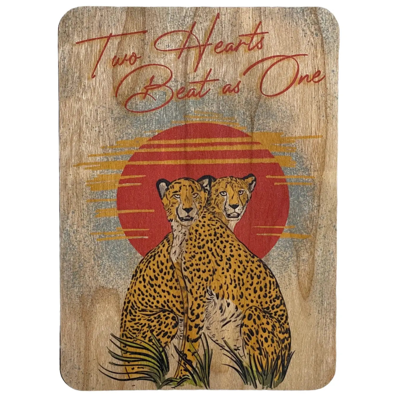 Wood Card Flat - Two Hearts