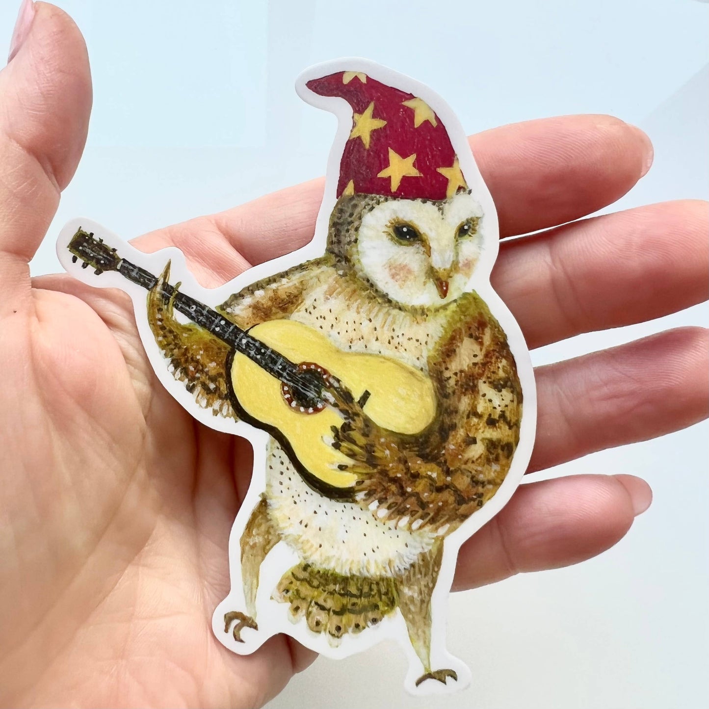 Guitar Owl // Die Cut Vinyl Sticker