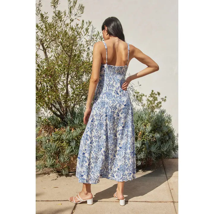 Au Revoir Empire Waist Midi Slit Dress