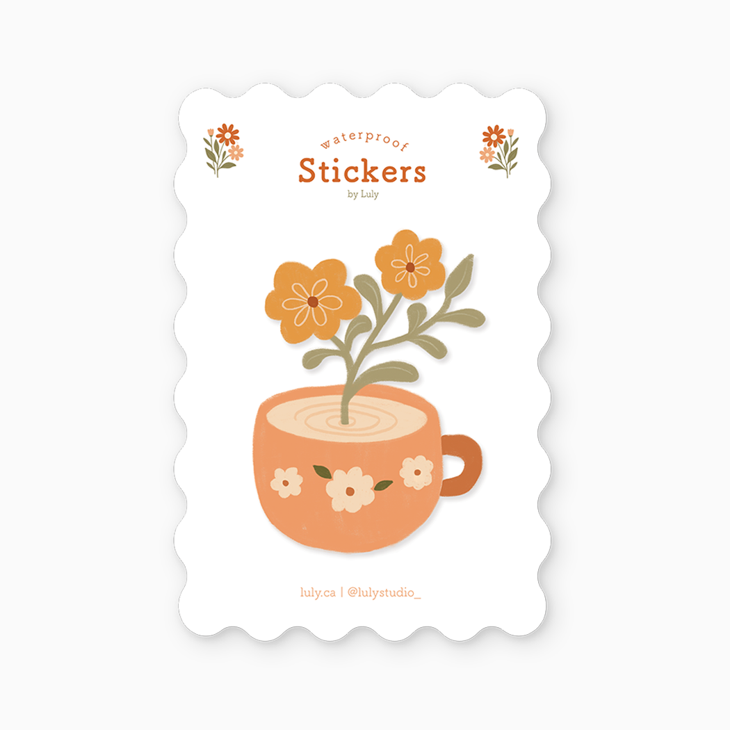 Floral Tea Time | Premium Matte Waterproof Vinyl Sticker