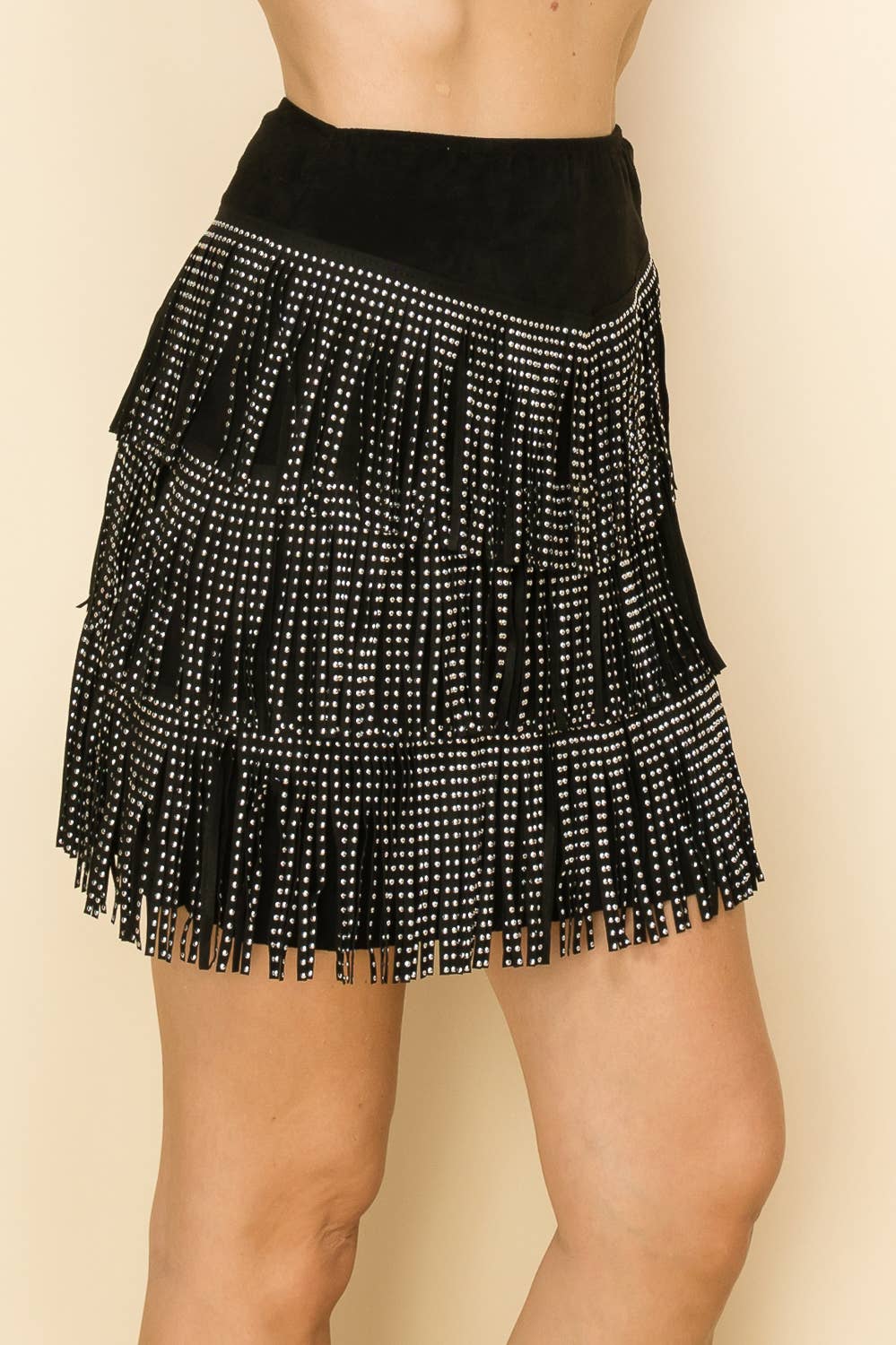 Fringe Layered Mini Skirt
