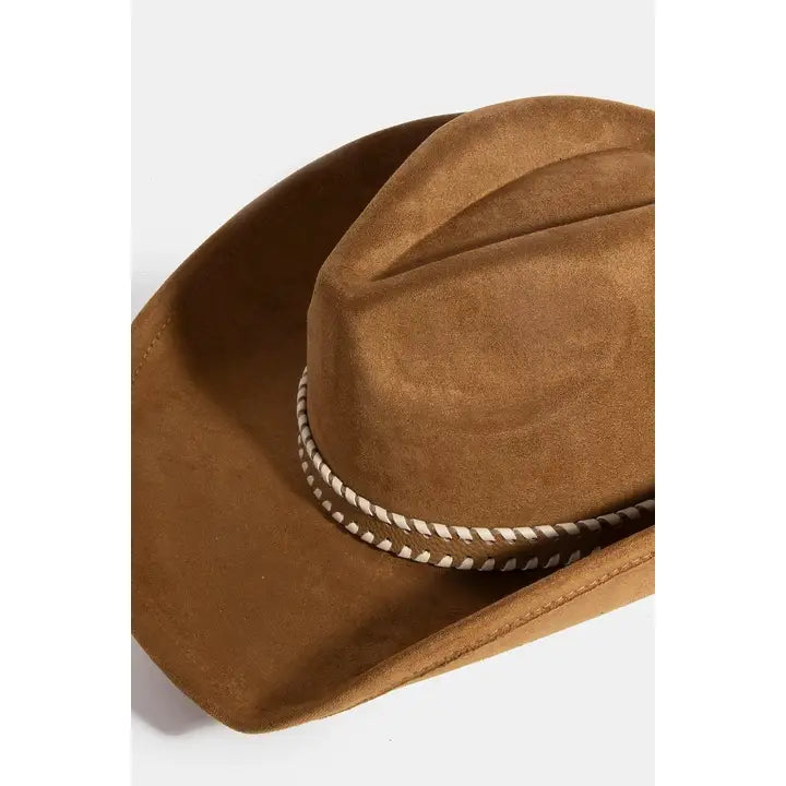 Western Braided Strap Suede Western Cowboy Hat