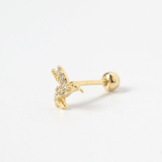 Tiny Hummingbird Screw Back Earring