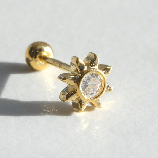 Tiny Sun Stone Screw Back Earring