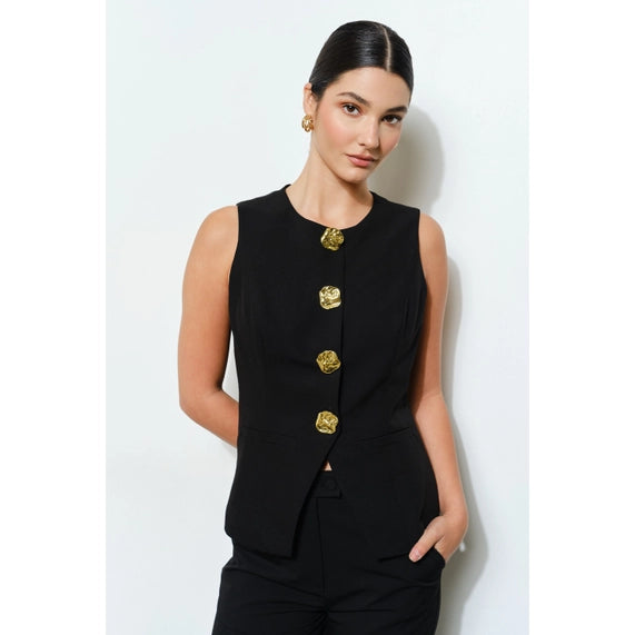 Luxe Gold Button Vest