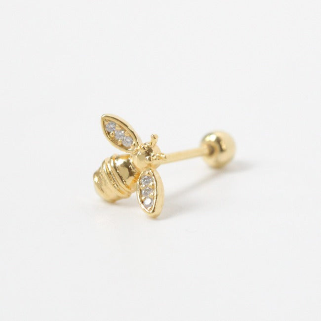 Tiny Honey Bee Screw Back Earring