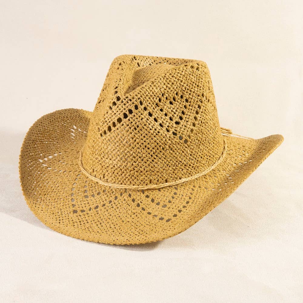 Thin Rope Strap Straw Cowboy Hat