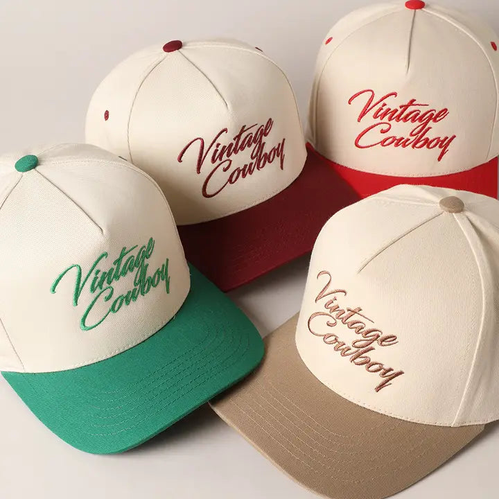 Vintage Cowboy Embroidery Two Tone Baseball Cap