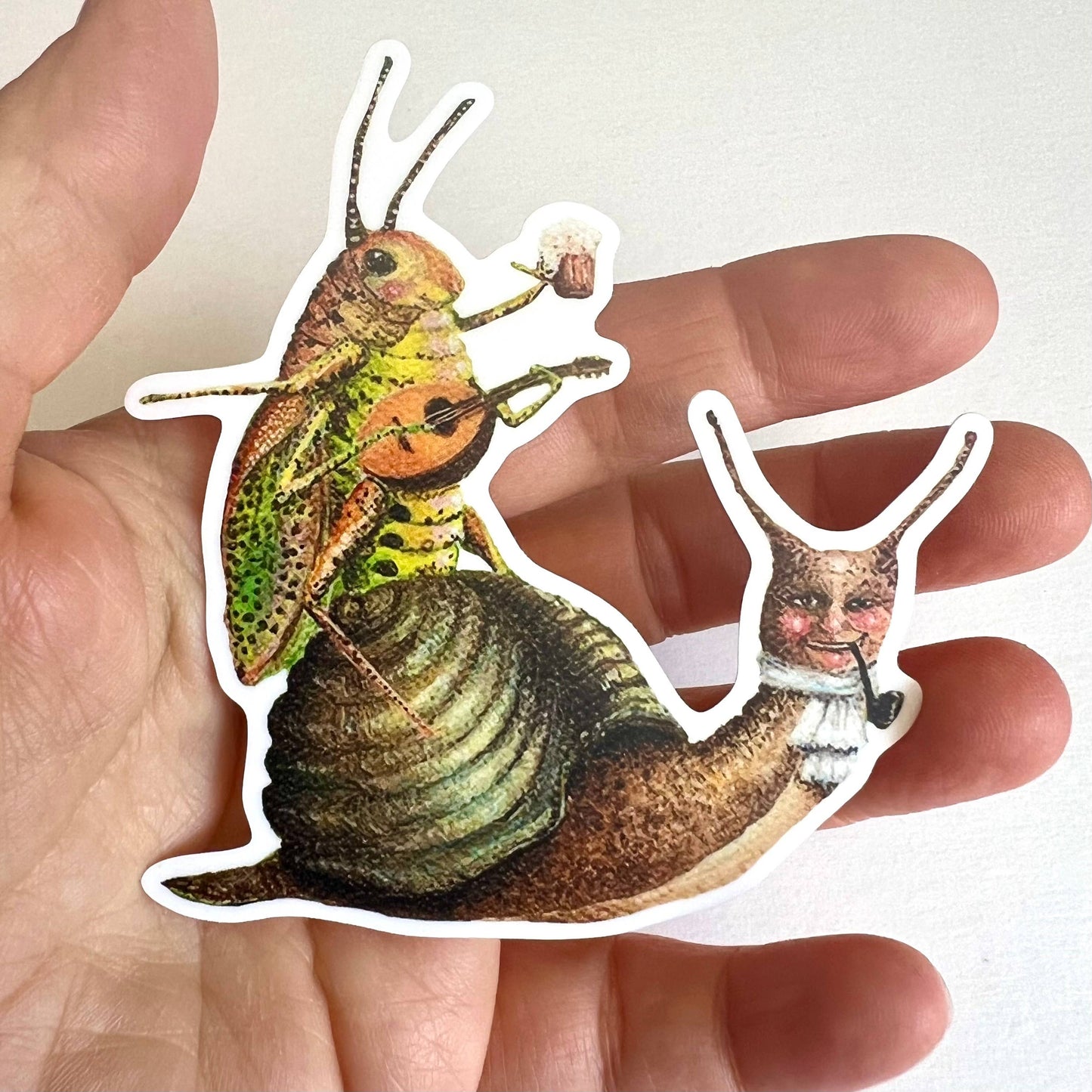 Snail & Grasshopper Pals // Die Cut Vinyl Sticker