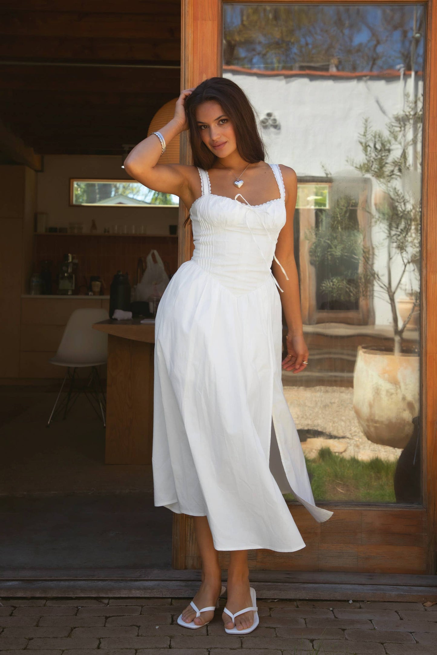 LORETTA Stretch Poplin Sleeveless Drop Waist Maxi Dress