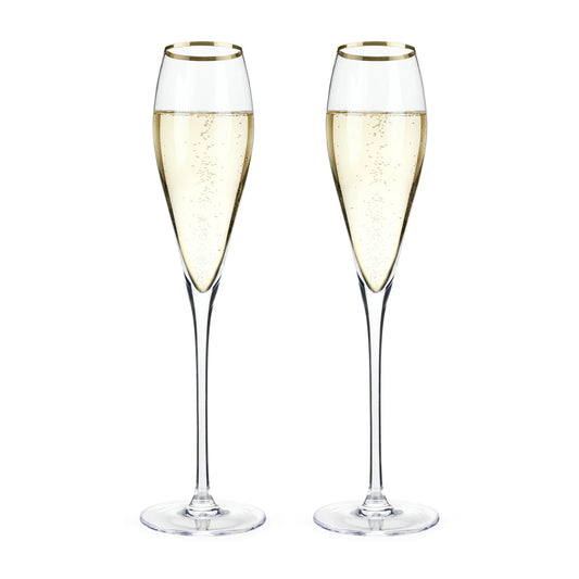 Gold Rimmed Champagne Flutes Set Of 2