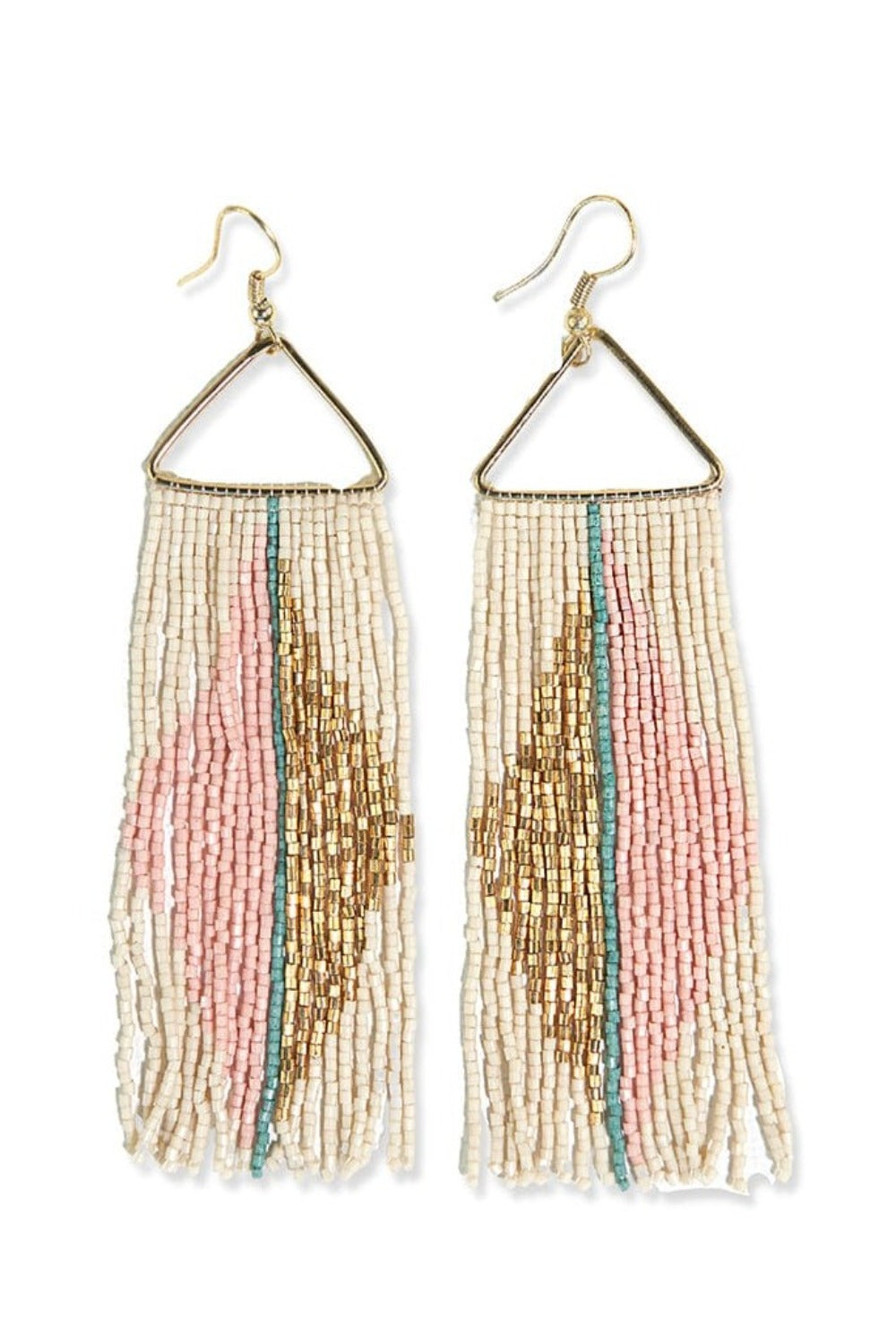 Erica Split Diamond Beaded Fringe Earrings