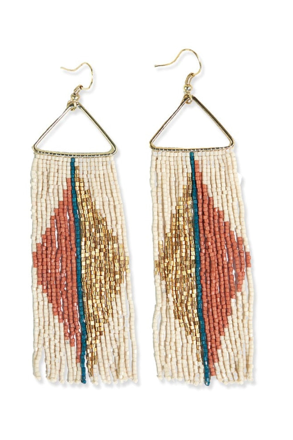 Erica Split Diamond Beaded Fringe Earrings