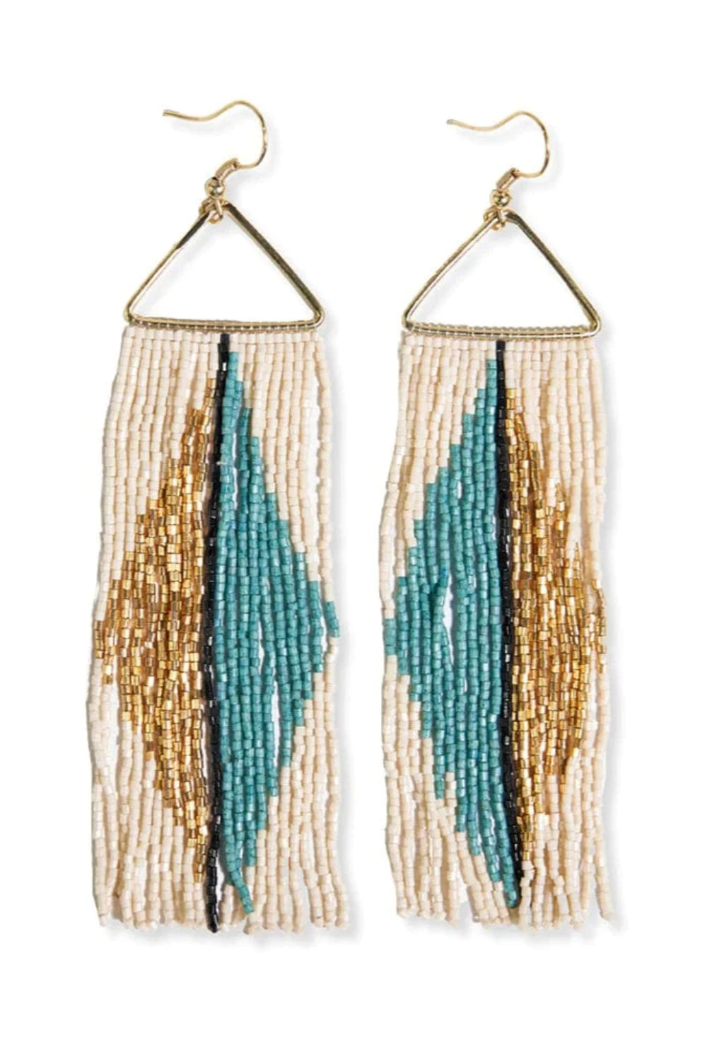 Erica Split Diamond Beaded Fringe Earrings