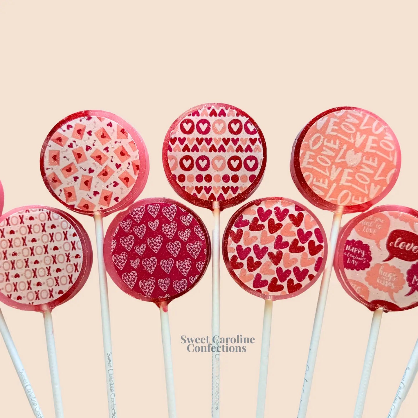 Valentine's Day Print Lollipops, Raspberry Flavour