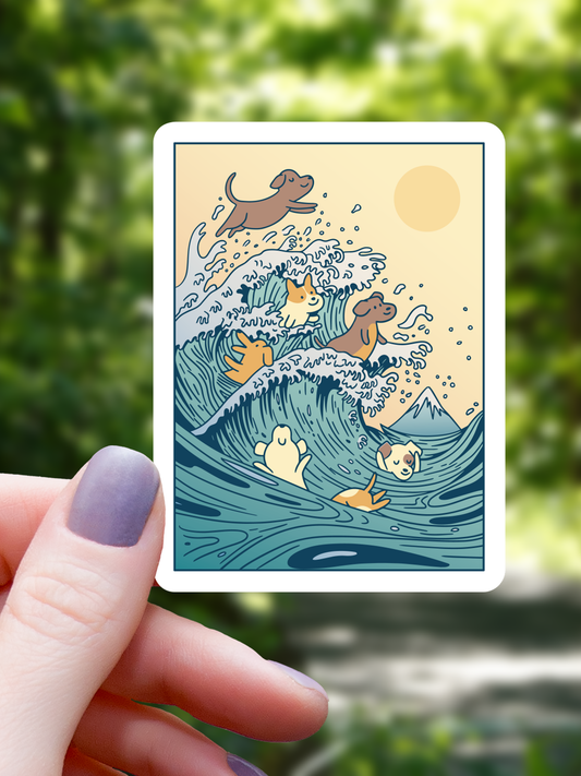 Dog Japanese Big Wave Sticker