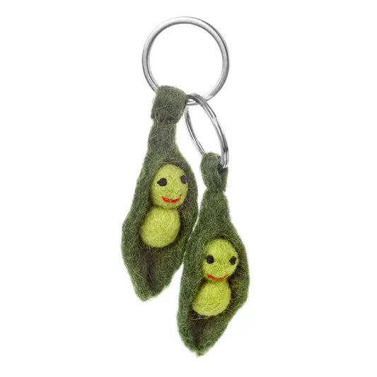 Handmade Felt Peas in A Pod Friendship Keyring