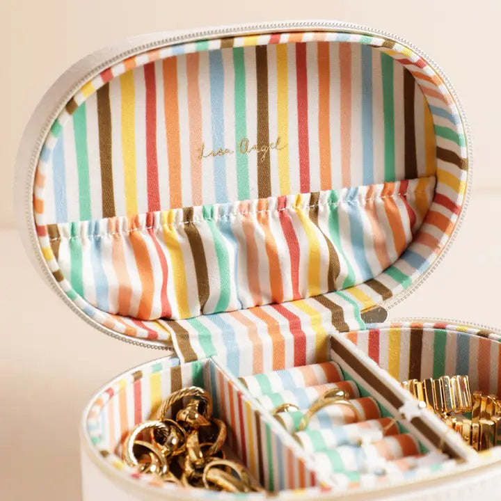 Ciao Bella Embroidered Oval Travel Jewellery Case