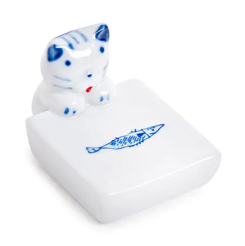 Cat and Fish Porcelain Chopsticks Rest