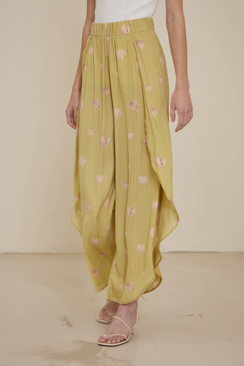 Printed Side Wrap Wide Pants