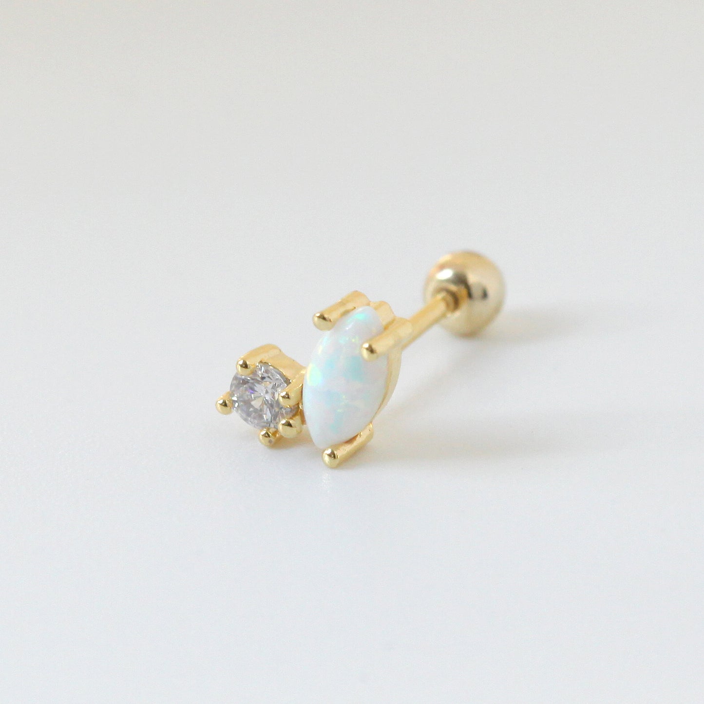 Tiny Opal Comet Screw Back Earring