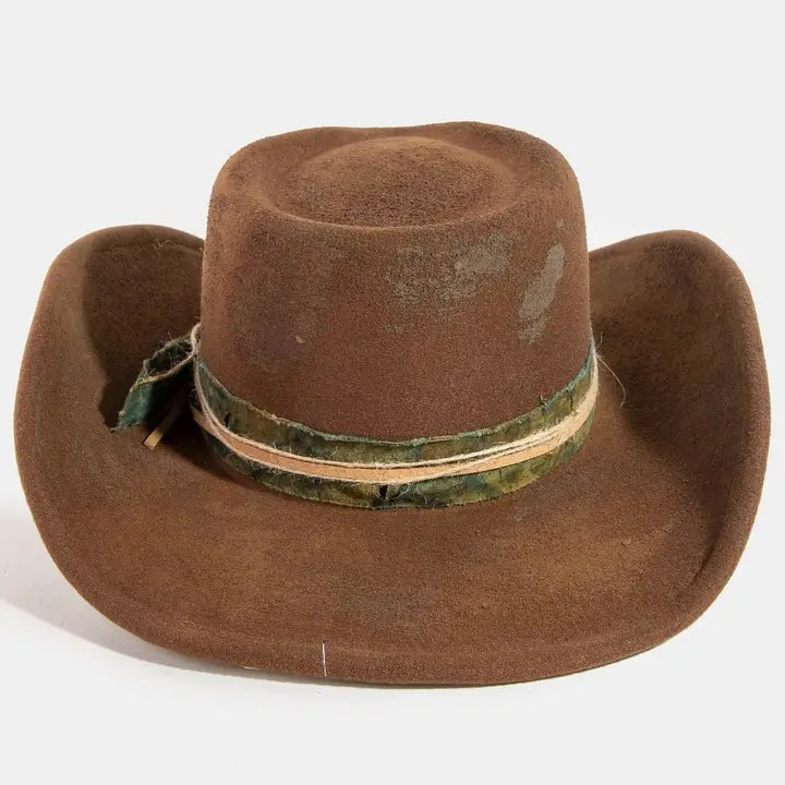 Vintage Safety Pin and Strap Western Cowboy Hat