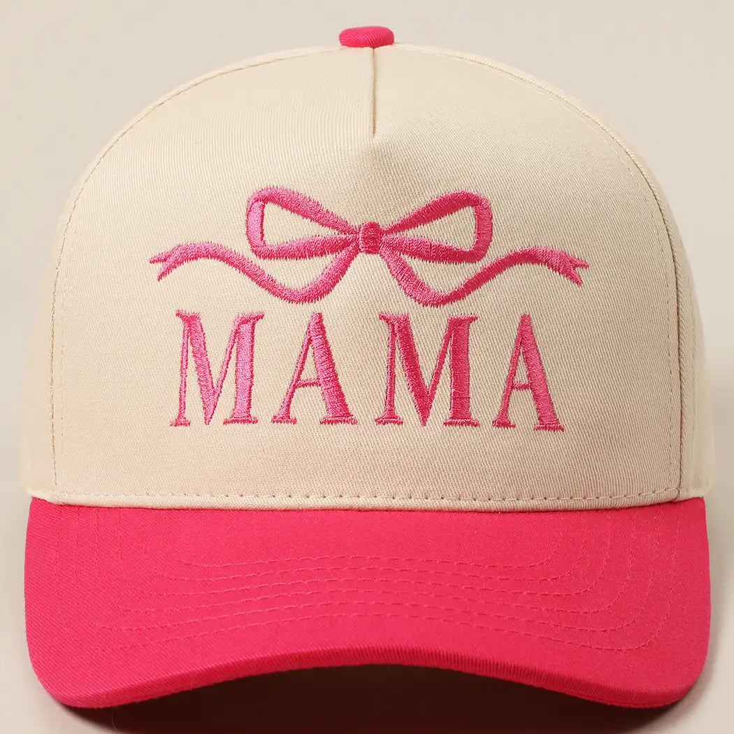 Mama Ribbon Embroidered Two-Tone Trucker Hat