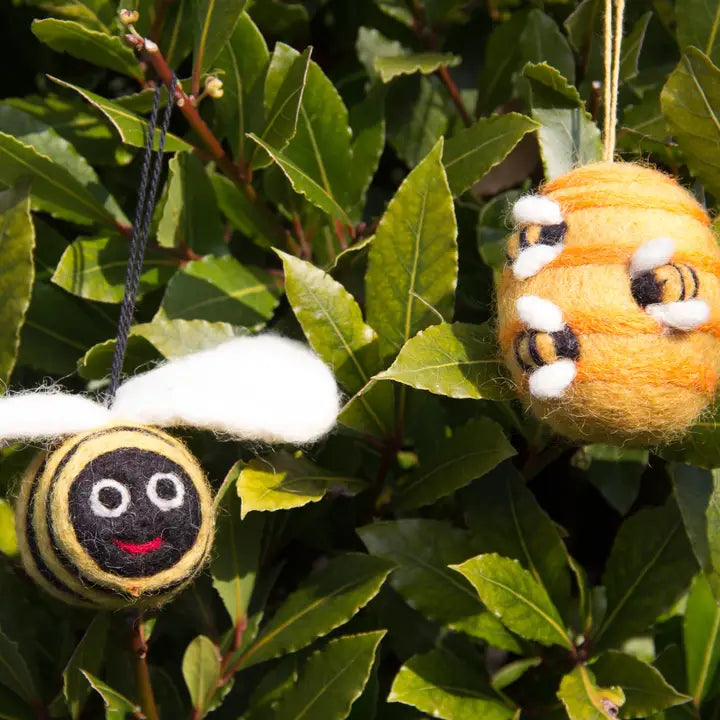 Handmade Hanging Busy Beehive Felt Decoration